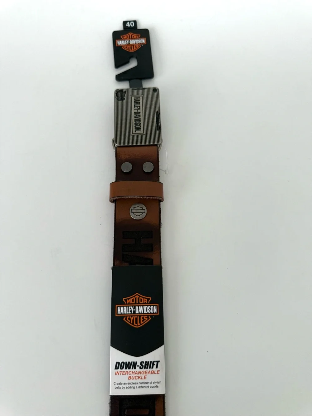 NEW Harley-Davidson Men's Grunge H-D Logo Repeat Genuine Leather Belt – Brown